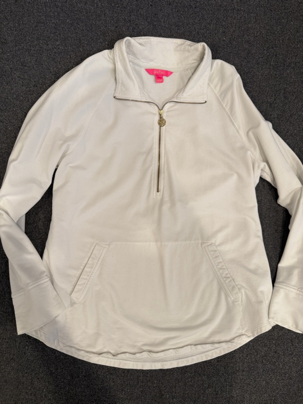 Lily Pulitzer Women’s White Half-Zip Pullover Hoodie with Front Pocket